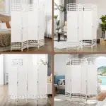 HOMCOM 4-Panel White Wave Fiber Folding Privacy Screen, Freestanding Room Divider for Home Office - Image 7