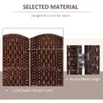 HOMCOM 4 Panel Wicker Room Divider 6' Tall Freestanding Folding Privacy Screen Brown - Image 5