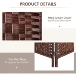 HOMCOM 4 Panel Wicker Room Divider 6' Tall Freestanding Folding Privacy Screen Brown - Image 6