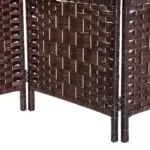 HOMCOM 4 Panel Wicker Room Divider 6' Tall Freestanding Folding Privacy Screen Brown - Image 9