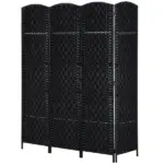 HOMCOM 4 Panel Wicker Room Divider Folding Privacy Screen 6' Tall Black - Image 11