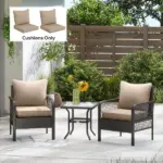 4 Patio Chair Cushions with Seat and Backrest, Fade Resistant Seat Replacement Cushion Set, Beige - Image 2