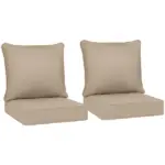 4 Patio Chair Cushions with Seat and Backrest, Fade Resistant Seat Replacement Cushion Set, Beige - Image 11