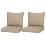 4 Patio Chair Cushions with Seat and Backrest, Fade Resistant Seat Replacement Cushion Set, Beige
