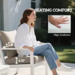 4 Patio Chair Cushions with Seat and Backrest, Fade Resistant Seat Replacement Cushion Set, Beige - Image 5