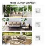 4 Patio Chair Cushions with Seat and Backrest, Fade Resistant Seat Replacement Cushion Set, Beige - Image 6