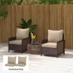 4 Patio Chair Cushions with Seat and Backrest, Fade Resistant Seat Replacement Cushion Set, Beige - Image 10