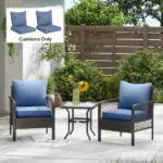 4 Patio Chair Cushions with Seat and Backrest, Fade Resistant Seat Replacement Cushion Set, Blue - Image 2