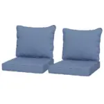 4 Patio Chair Cushions with Seat and Backrest, Fade Resistant Seat Replacement Cushion Set, Blue