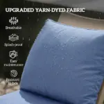 4 Patio Chair Cushions with Seat and Backrest, Fade Resistant Seat Replacement Cushion Set, Blue - Image 4