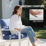 4 Patio Chair Cushions with Seat and Backrest, Fade Resistant Seat Replacement Cushion Set, Blue - Image 5