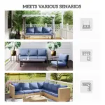 4 Patio Chair Cushions with Seat and Backrest, Fade Resistant Seat Replacement Cushion Set, Blue - Image 6