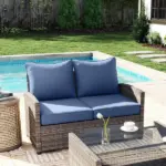 4 Patio Chair Cushions with Seat and Backrest, Fade Resistant Seat Replacement Cushion Set, Blue - Image 8
