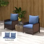 4 Patio Chair Cushions with Seat and Backrest, Fade Resistant Seat Replacement Cushion Set, Blue - Image 10