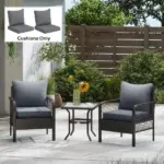 4 Patio Chair Cushions with Seat and Backrest, Fade Resistant Seat Replacement Cushion Set, Gray - Image 2