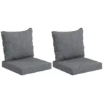 4 Patio Chair Cushions with Seat and Backrest, Fade Resistant Seat Replacement Cushion Set, Gray
