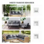 4 Patio Chair Cushions with Seat and Backrest, Fade Resistant Seat Replacement Cushion Set, Gray - Image 6