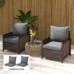 4 Patio Chair Cushions with Seat and Backrest, Fade Resistant Seat Replacement Cushion Set, Gray - Image 10