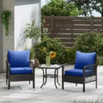 Outsunny 4 Patio Chair Cushions with Seat and Backrest, Fade Resistant Seat Replacement Cushion Set, Navy Blue - Image 2