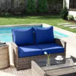 Outsunny 4 Patio Chair Cushions with Seat and Backrest, Fade Resistant Seat Replacement Cushion Set, Navy Blue - Image 8