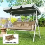 Outsunny 4-Piece Back and Seat Cushion Pillows Replacement and Pillows, Patio Chair Cushions Set with Ties, khaki - Image 2