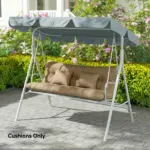 Outsunny 4-Piece Back and Seat Cushion Pillows Replacement and Pillows, Patio Chair Cushions Set with Ties, khaki - Image 7