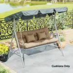 Outsunny 4-Piece Back and Seat Cushion Pillows Replacement and Pillows, Patio Chair Cushions Set with Ties, khaki - Image 8