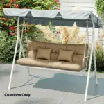 Outsunny 4-Piece Back and Seat Cushion Pillows Replacement and Pillows, Patio Chair Cushions Set with Ties, khaki - Image 9
