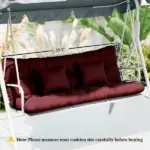 Outsunny 4-Piece Back and Seat Cushion Pillows Replacement and Pillows, Patio Chair Cushions Set with Ties, Wine Red - Image 3