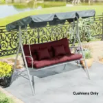 Outsunny 4-Piece Back and Seat Cushion Pillows Replacement and Pillows, Patio Chair Cushions Set with Ties, Wine Red - Image 8