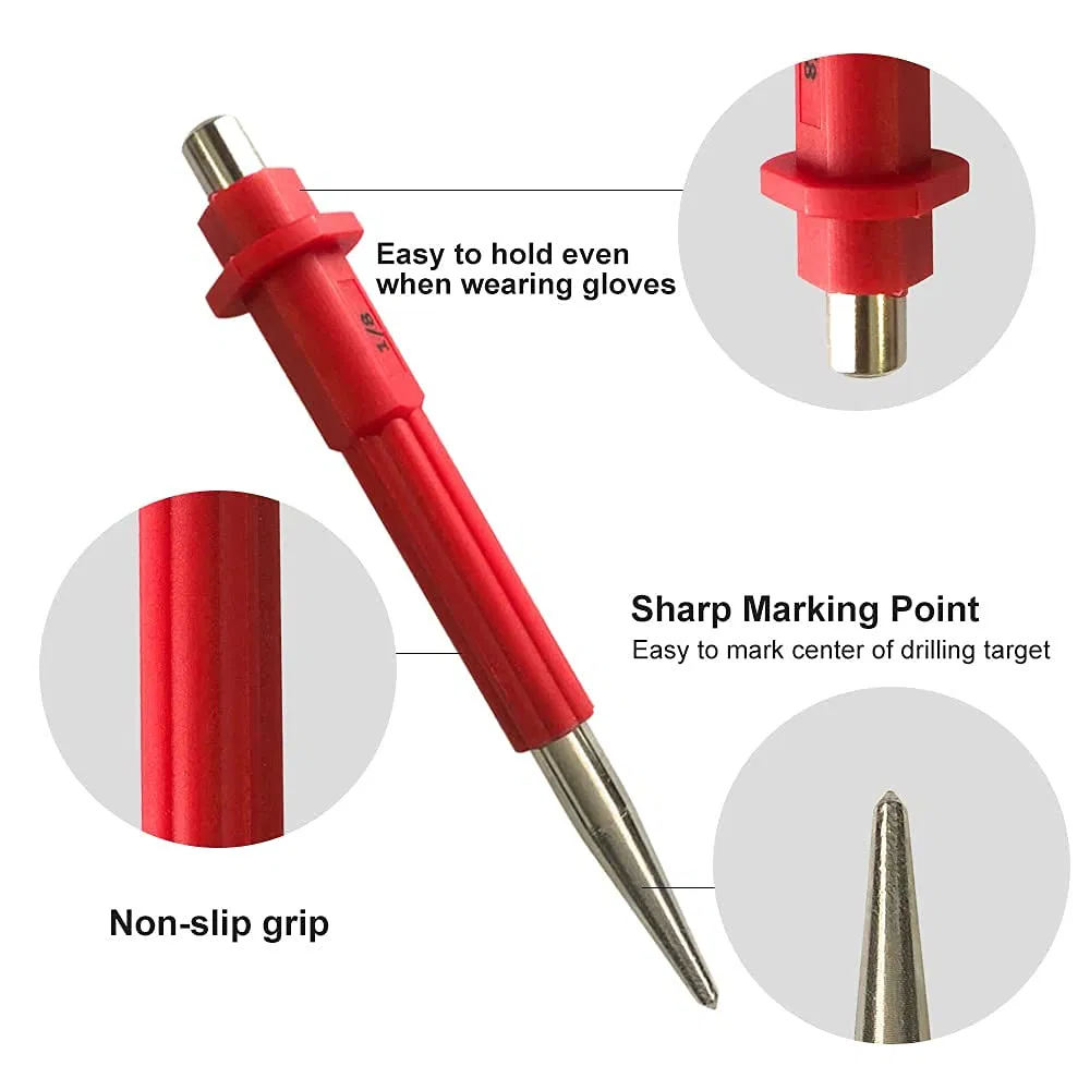 4 Piece Nail Setter and Center Punch Set for Wood and Metal
