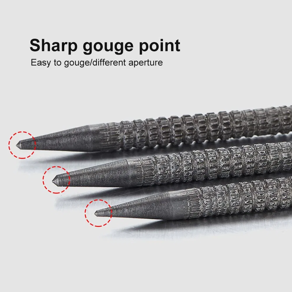 4 Piece Nail Setter and Center Punch Set for Wood and Metal