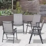 Outsunny 4-piece Patio Folding Chairs, Set with a Simple and Breathable Mesh, Dining Chair with Armrests, for Garden Yard, Camping - Image 2