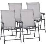 Outsunny 4-piece Patio Folding Chairs, Set with a Simple and Breathable Mesh, Dining Chair with Armrests, for Garden Yard, Camping - Image 12