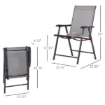 Outsunny 4-piece Patio Folding Chairs, Set with a Simple and Breathable Mesh, Dining Chair with Armrests, for Garden Yard, Camping - Image 3
