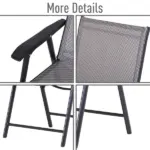 Outsunny 4-piece Patio Folding Chairs, Set with a Simple and Breathable Mesh, Dining Chair with Armrests, for Garden Yard, Camping - Image 4