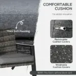 Outsunny 4-Piece Patio Sofa Set Outdoor Wicker Patio Conversation Sets with Removable Cushion and Coffee Table for Balcony, Backyard Black and Grey - Image 5