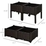 Outsunny 4 Piece Plastic Garden Bed, with Legs and Drainage Hole, Self-Watering and DIY, to Grow Flowers, Herbs and Vegetables, Brown - Image 3
