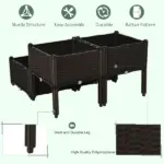 Outsunny 4 Piece Plastic Garden Bed, with Legs and Drainage Hole, Self-Watering and DIY, to Grow Flowers, Herbs and Vegetables, Brown - Image 7
