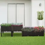 Outsunny 4 Piece Plastic Garden Bed, with Legs and Drainage Hole, Self-Watering and DIY, to Grow Flowers, Herbs and Vegetables, Brown - Image 10