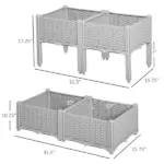 4 Piece Raised Garden Planter Gray with Legs Self-Watering for Outdoor Flowers Herbs Vegetables - Image 3