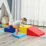 4 Piece Soft Foam Play Set for Toddlers, Climber Playtime Corner, Climbing and Sliding Toys, Multicolor - Image 2