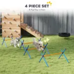 PawHut 4 Pieces Dog Agility Equipment, Dog Agility Course Backyard Set with Adjustable Height Jump Bars and Carry Bag - Image 4