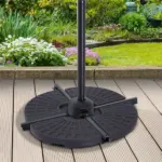 Outsunny 4 Pieces Round Patio Umbrella Base, Cantilever Offset Outdoor Umbrella Weights, 52 Liters Capacity Water or 112 lbs Capacity Sand Set, Black - Image 2