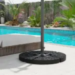 Outsunny 4 Pieces Round Patio Umbrella Base, Cantilever Offset Outdoor Umbrella Weights, 52 Liters Capacity Water or 112 lbs Capacity Sand Set, Black - Image 7
