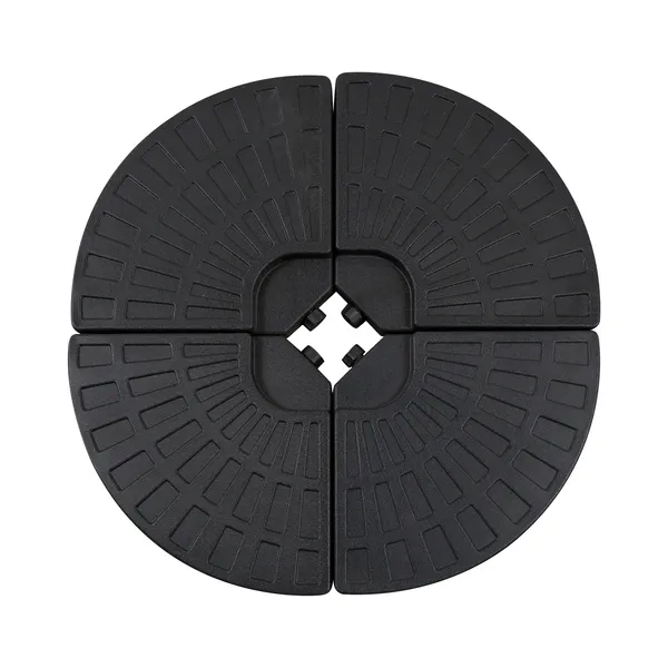 4-pieces-round-patio-umbrella-base-cantilever-offset-outdoor-umbrella-weights-52-liters-capacity-water-or-112-lbs-capacity-sand-set-black.webp Outsunny 4 Pieces Round Patio Umbrella Base, Cantilever Offset Outdoor Umbrella Weights, 52 Liters Capacity Water or 112 lbs Capacity Sand Set, Black - Image 1