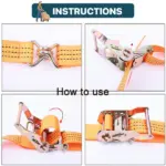 4 Pack 15 Foot Ratchet Tie Down Straps 1330 lb WLL 4000 lb Break Strength - Image 5