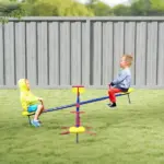 Outsunny 4 Seat Kids Seesaw Spinning Teeter Totter with 360° Rotation, Outdoor Playground Equipment, 88 lbs, for 3-8 Years Old, Multicolor - Image 2