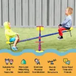 Outsunny 4 Seat Kids Seesaw Spinning Teeter Totter with 360° Rotation, Outdoor Playground Equipment, 88 lbs, for 3-8 Years Old, Multicolor - Image 4