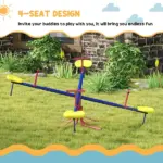 Outsunny 4 Seat Kids Seesaw Spinning Teeter Totter with 360° Rotation, Outdoor Playground Equipment, 88 lbs, for 3-8 Years Old, Multicolor - Image 5